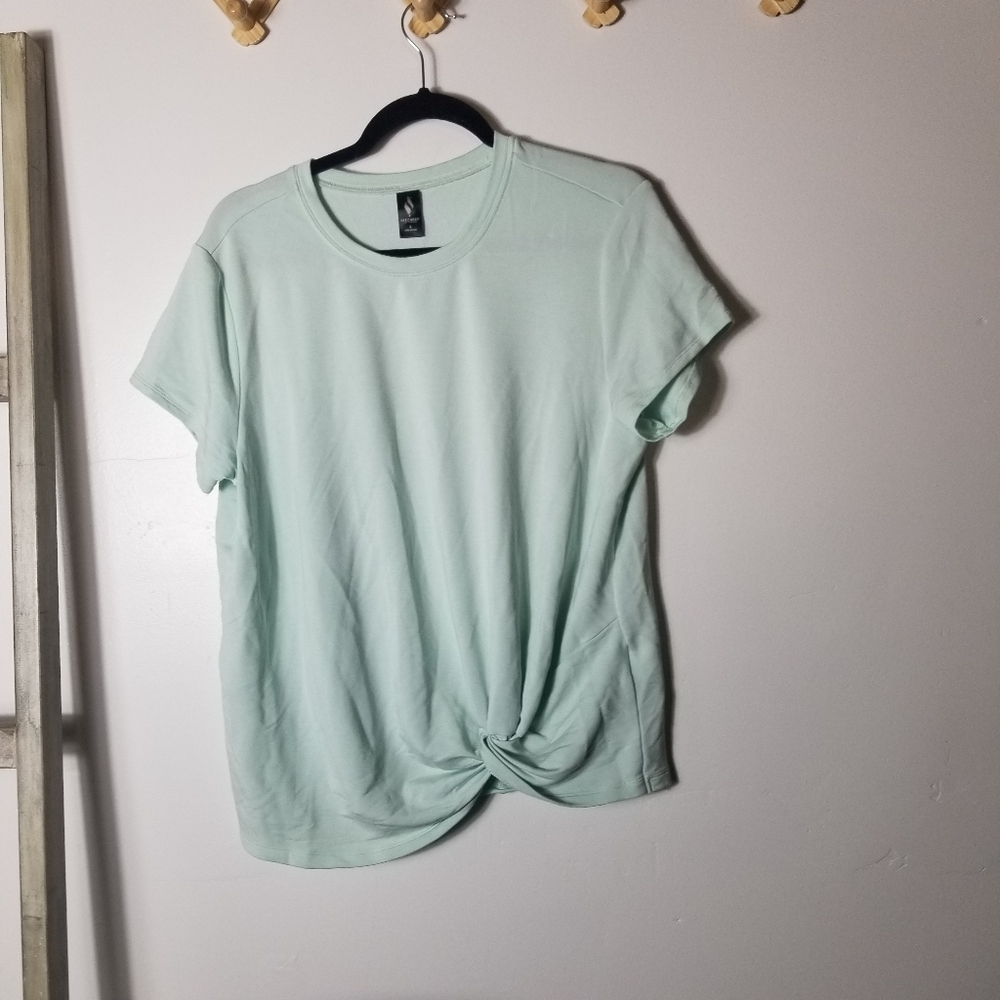 SKECHERS LIGHT MINT BLOUSE WITH TIE KNOT FRONT SIZE LARGE